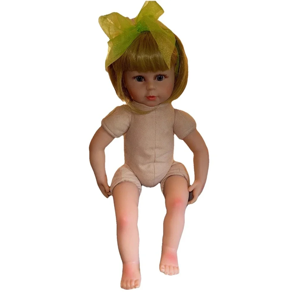 NPK Baby Girl Doll Realistic Weighted Blonde Blue Eyes Soft Body Vinyl Toy 19